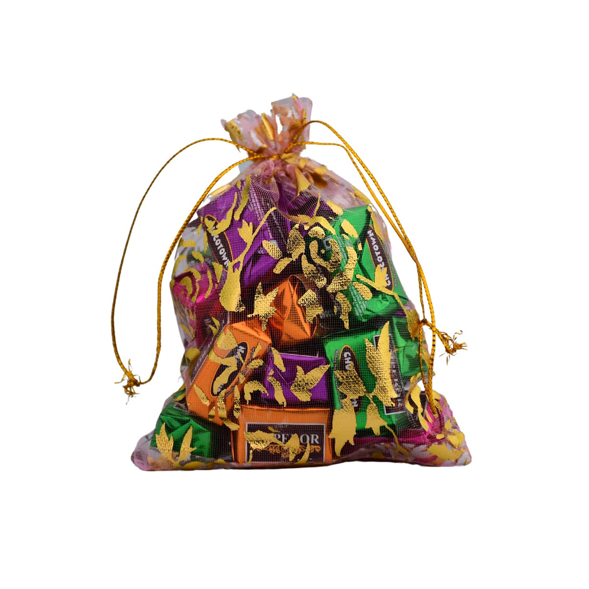 Decorative Gift Potli with 10 Premium Chocolates – Reusable Festive Return Gift Hamper