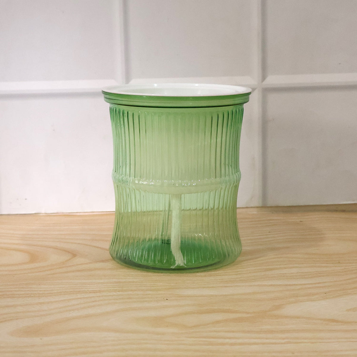 Self-Watering Bamboo Style Plastic Flower Pot with Cotton Wick (1 Pc)