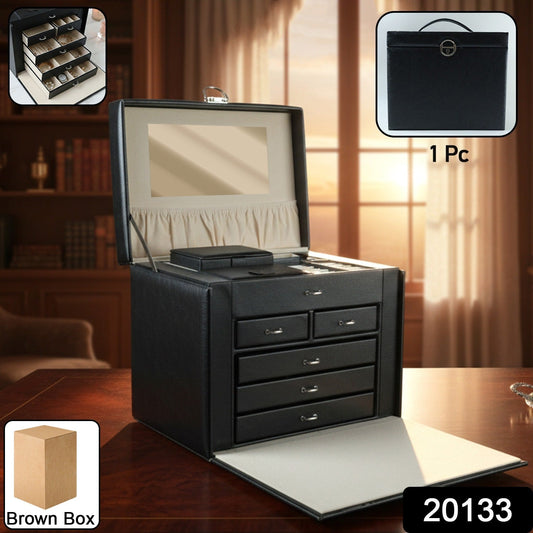 Multi-drawer jewellery chest open showing ring earring compartments India