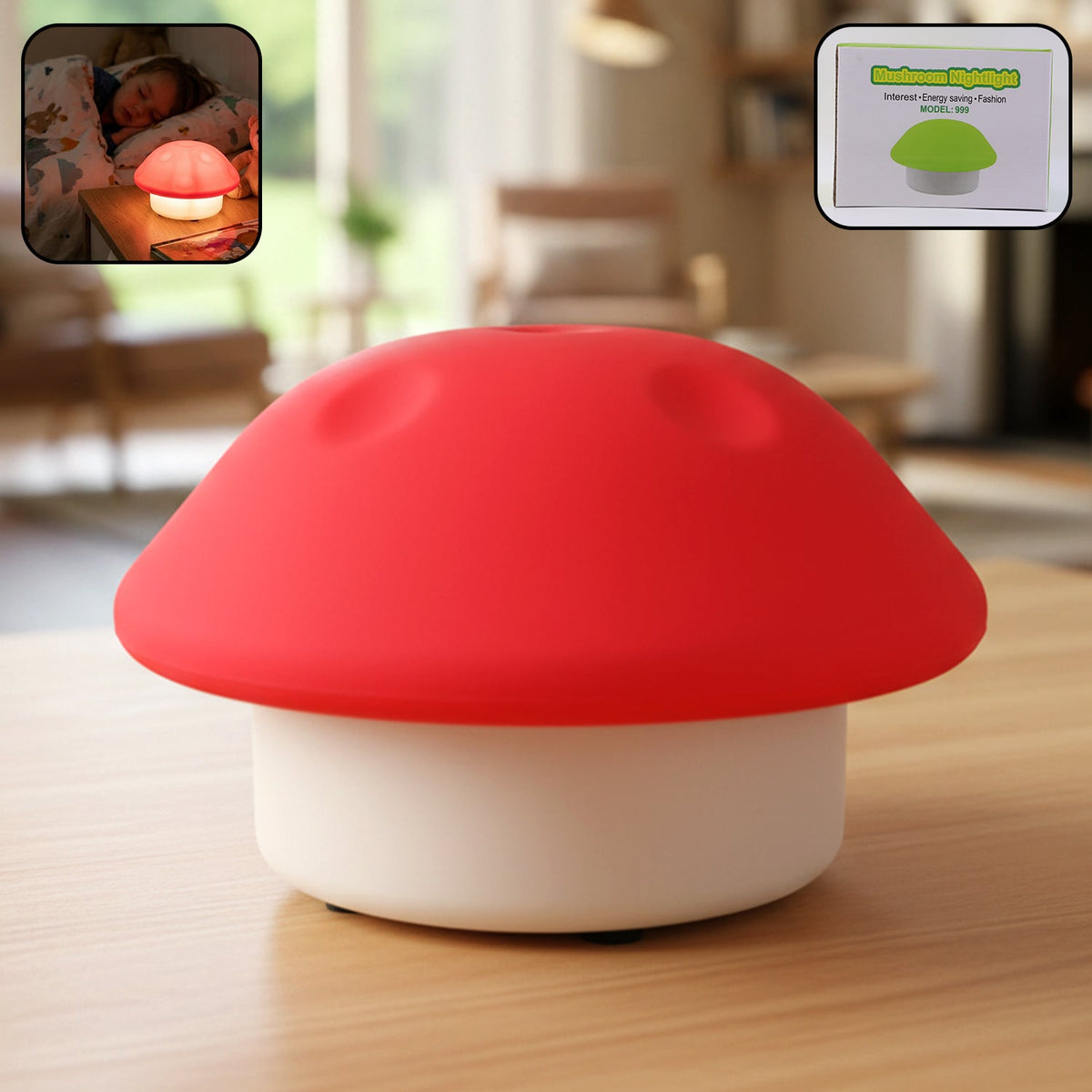Mushroom shaped LED night light mix color,