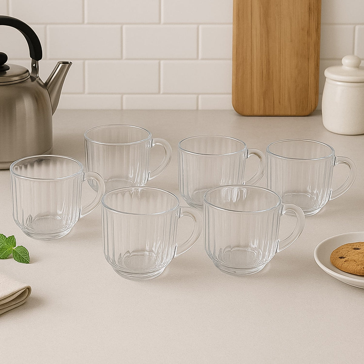Unbreakable Transparent Plastic Tea Cups (Set of 6 Pc)