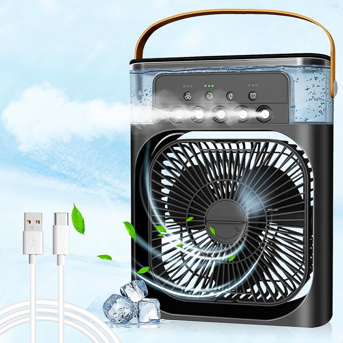 Portable Air Conditioner Fan - Personal Desk Cooling Fan (Battery Not Included)