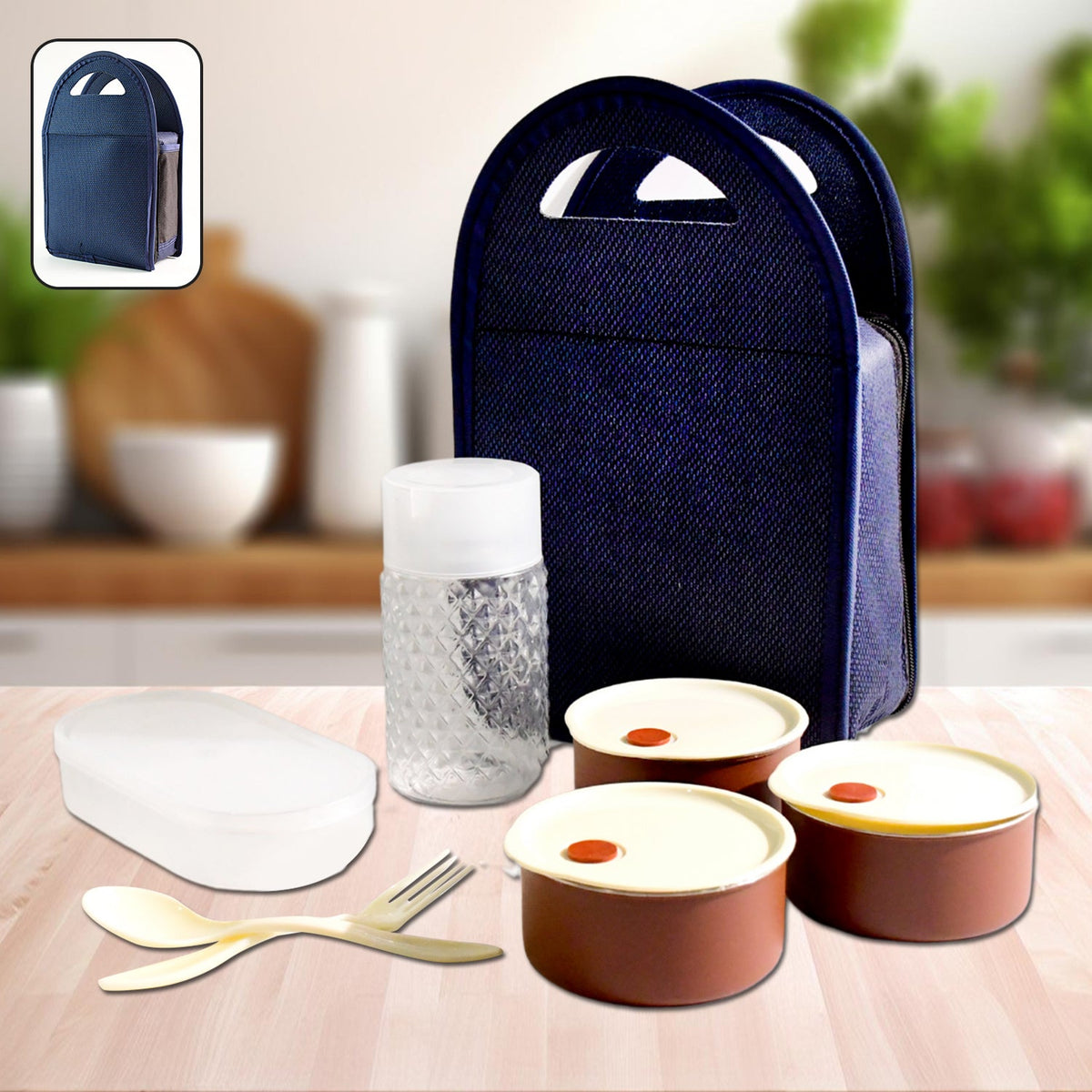 Steel Lunch Box Set (4 pcs, Black)