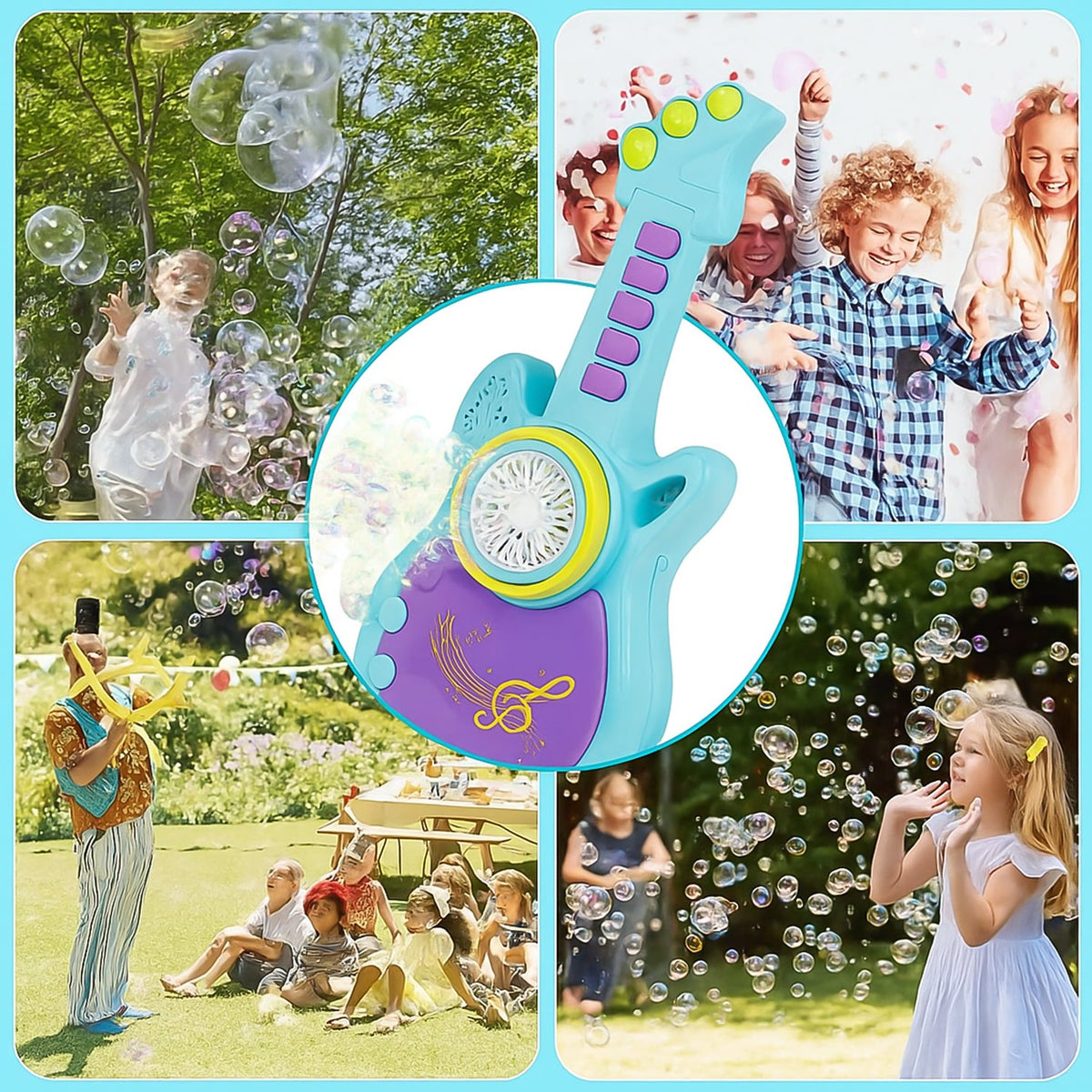 Electric Automatic Guitar-Shaped Bubble Machine set