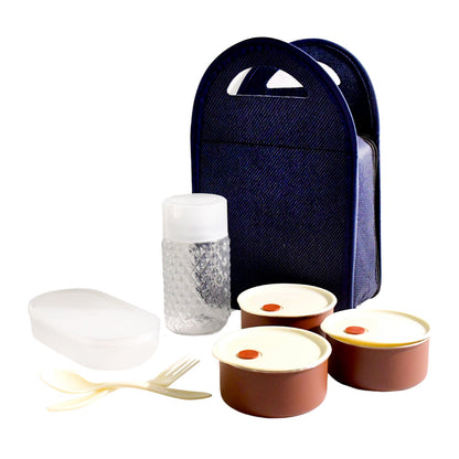 Steel Lunch Box Set (4 pcs, Black)