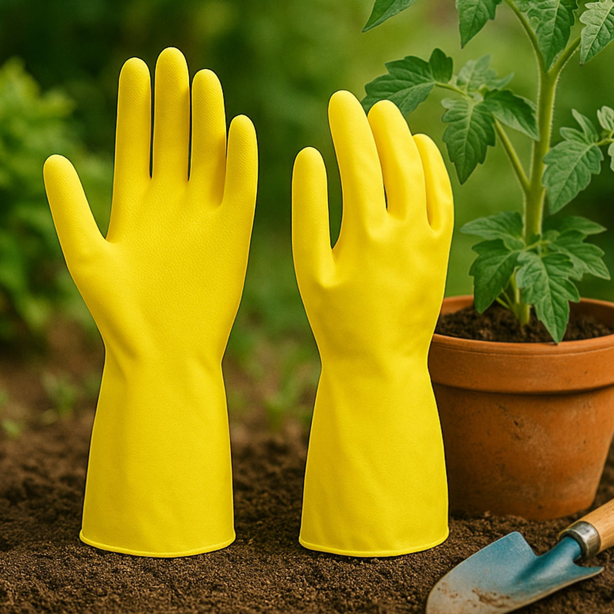 2 pair med yellow gloves For Cleaning