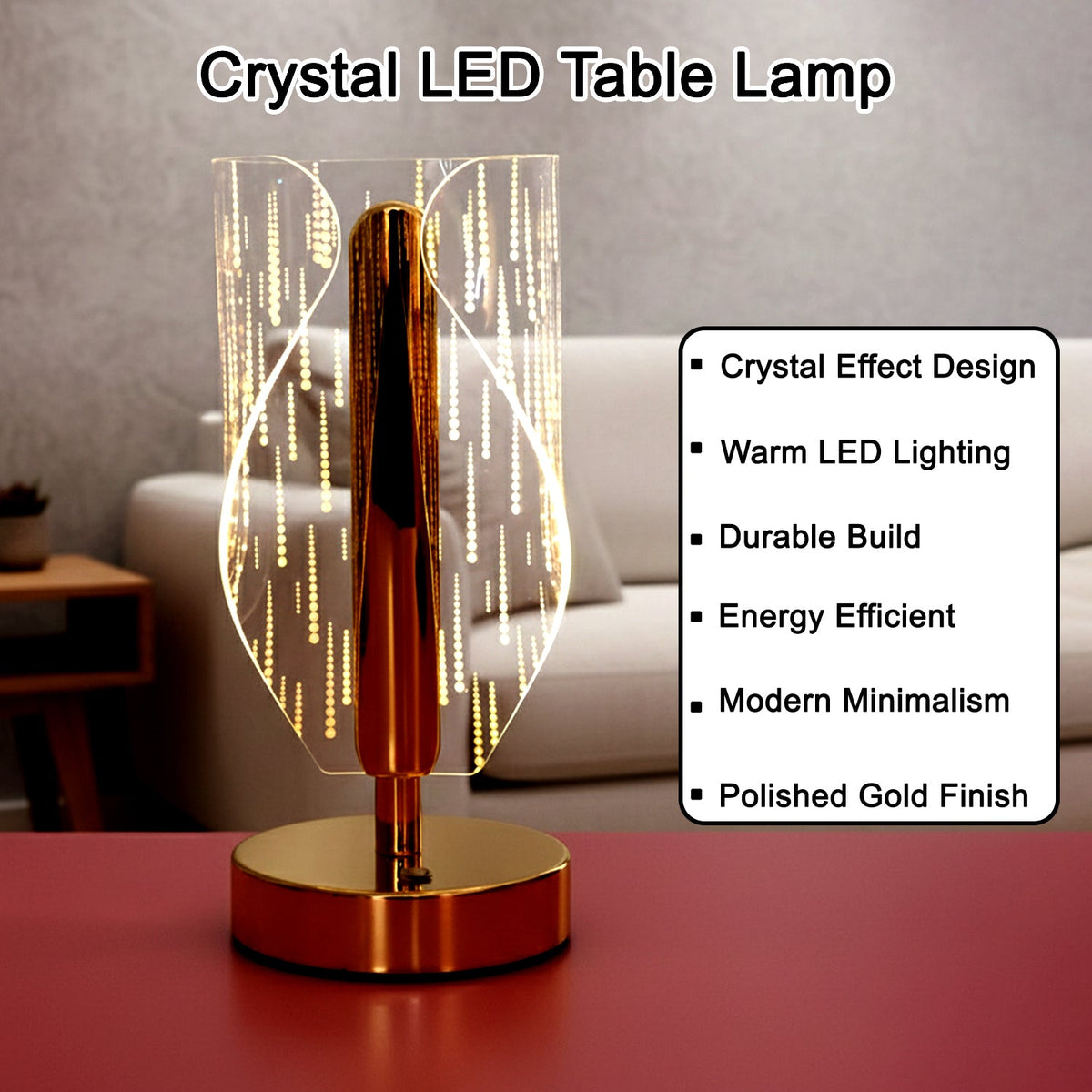 Modern Crystal LED Table Lamp (1 Pc)