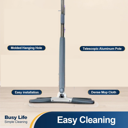 Adjustable 360° Flat Hand Mop: Floors, Walls, Ceilings (Easy Squeeze)