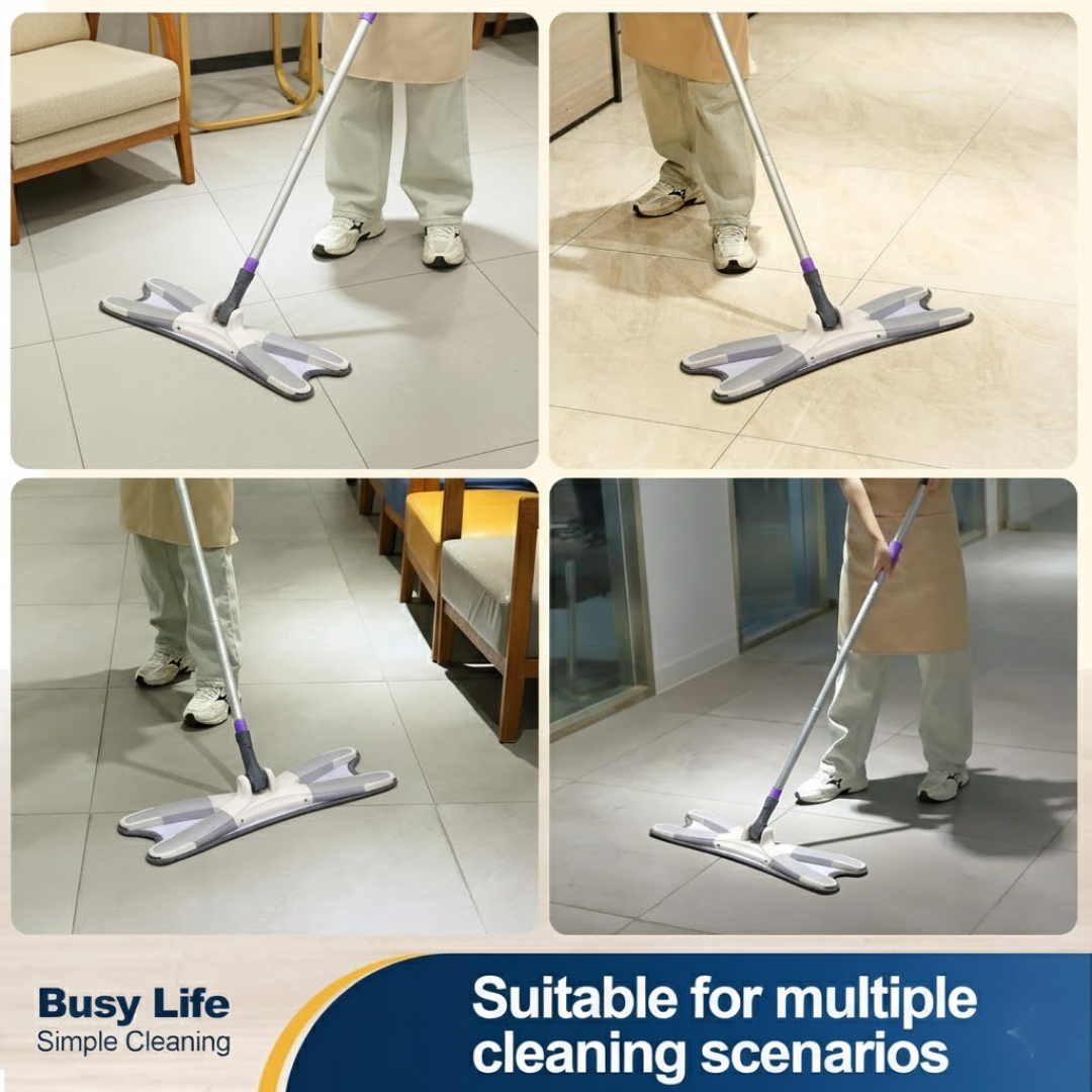 Adjustable 360° Flat Hand Mop: Floors, Walls, Ceilings (Easy Squeeze)