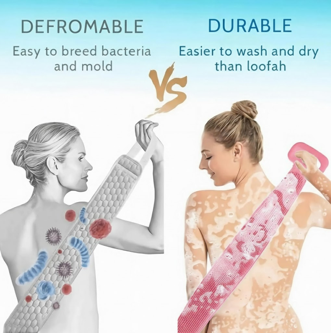 Silicone Body Back Scrubber Double Side Bathing Brush for Skin Deep Cleaning