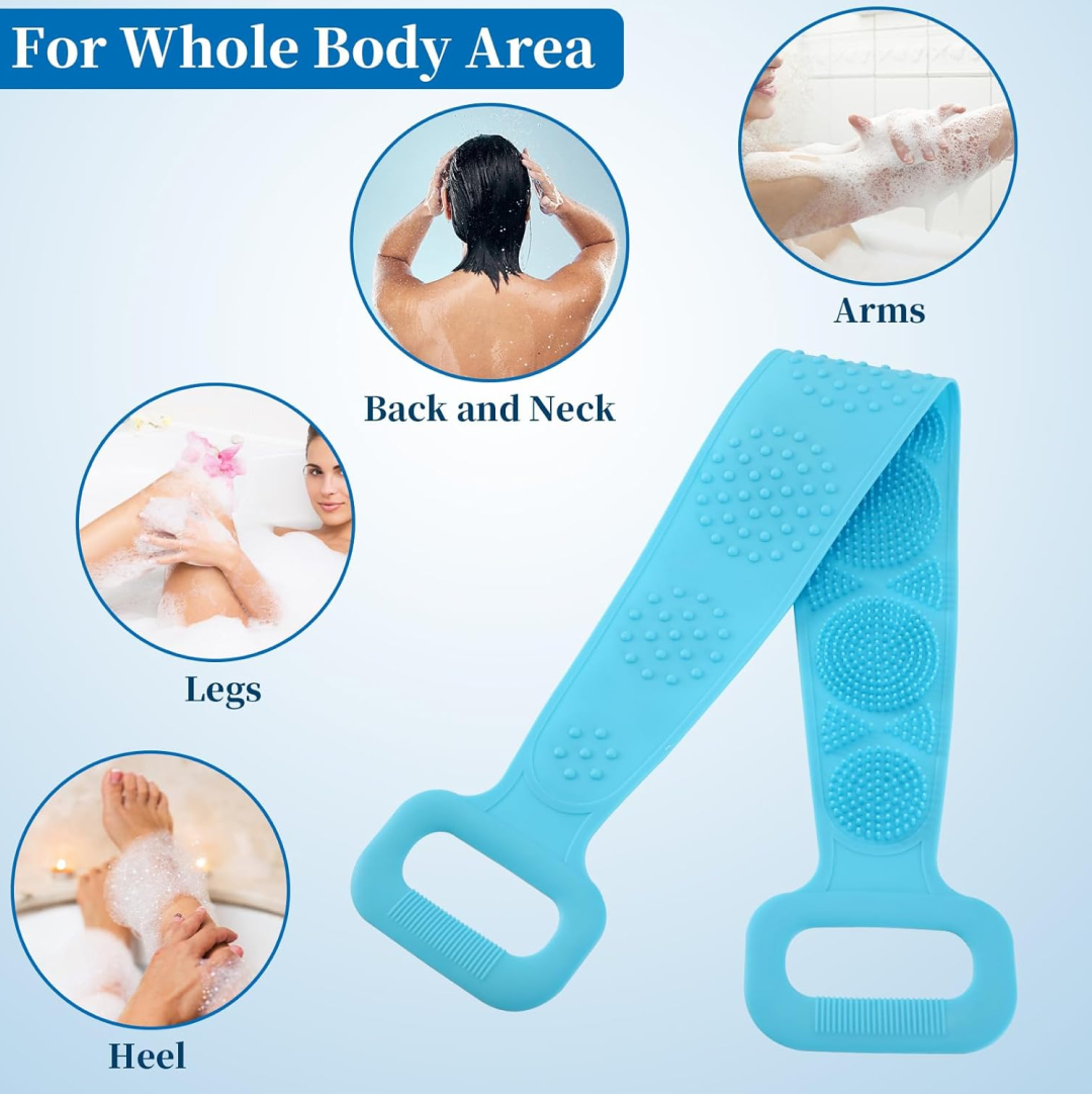 Silicone Body Back Scrubber Double Side Bathing Brush for Skin Deep Cleaning