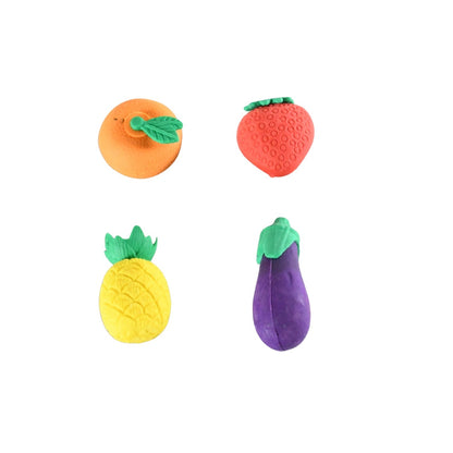 Mini Cute Veg & Fruit Erasers – 3D Colorful Eraser Set for Kids (4 Pc)