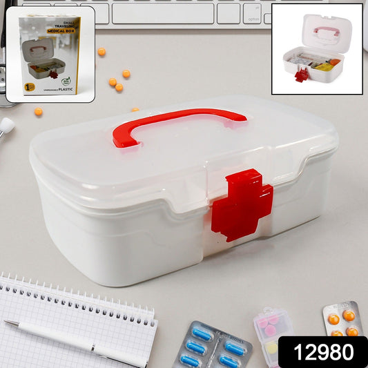 3-Compartment First Aid Box – Portable Medicine Storage with Tray & Clear Lid