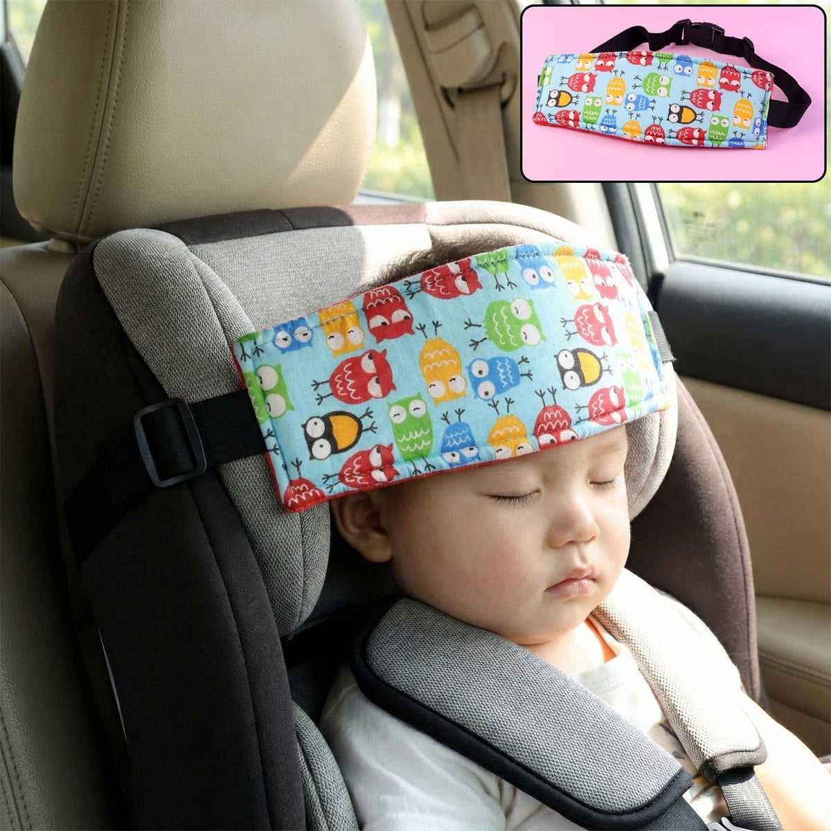 Adjustable Baby Car Seat Head Support Strap (1 Pc)