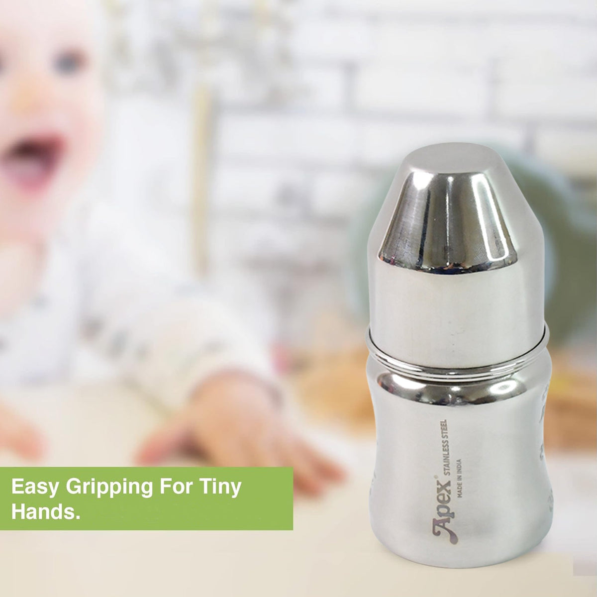 Apex Premium Stainless Steel Baby Feeding Bottle (125 ML / 1 Pc)