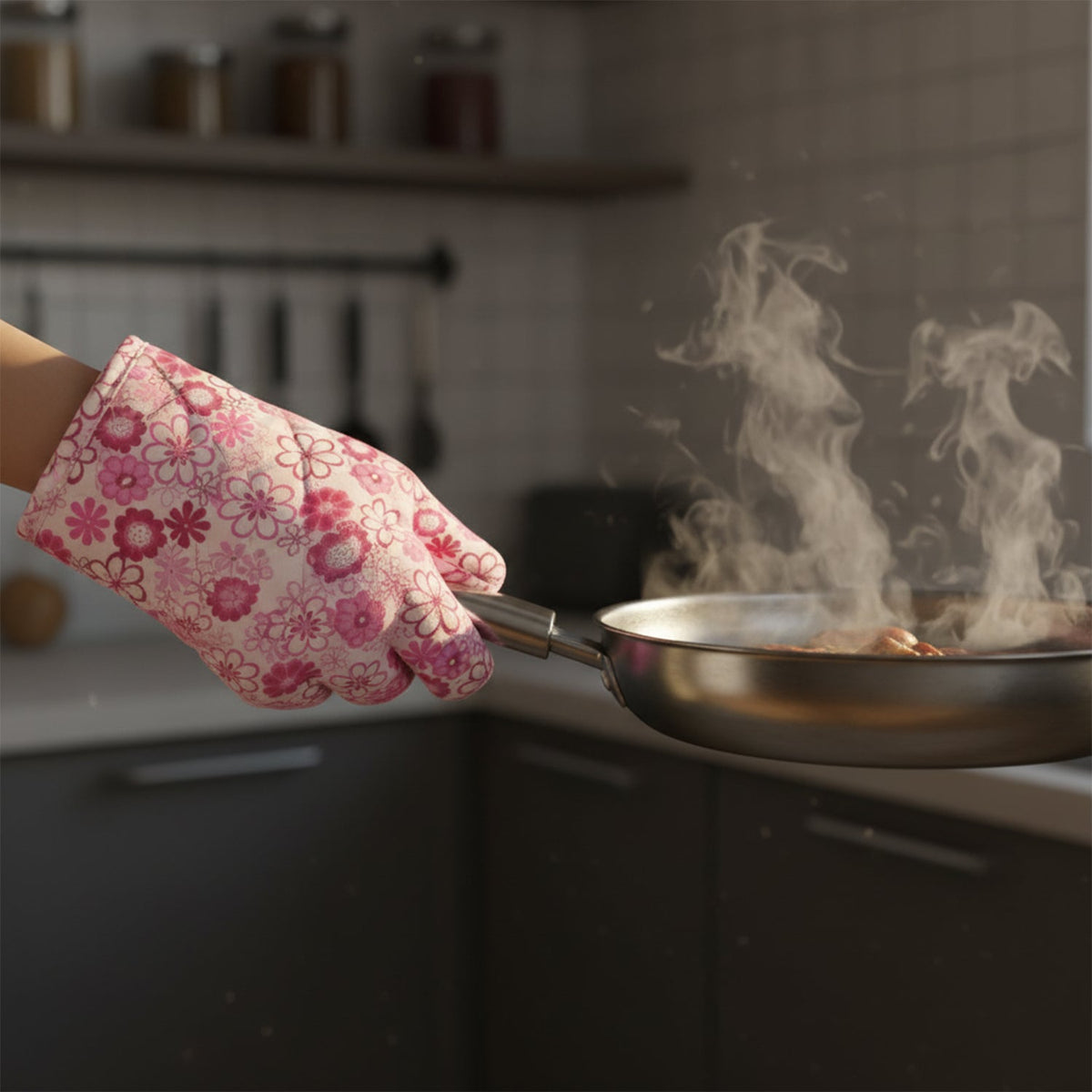 Designer Multicoloured Oven Mitt and Pot Holder (24 Cm)