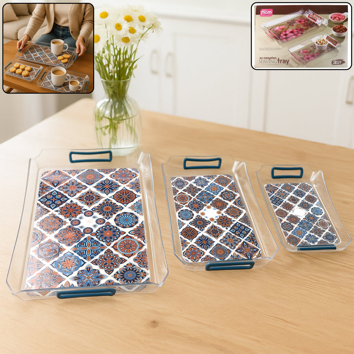 Supermom 3-Piece Multipurpose Serving Tray - (3 Pc / Set)